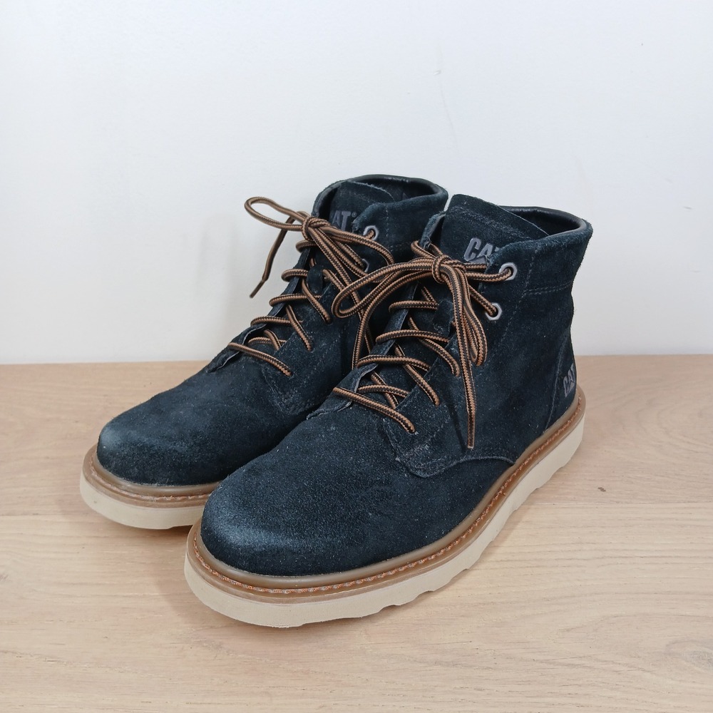 Caterpillar Boots Mens 9 Navy Blue Suede Lace Up Wedge Sole Casual Chukka